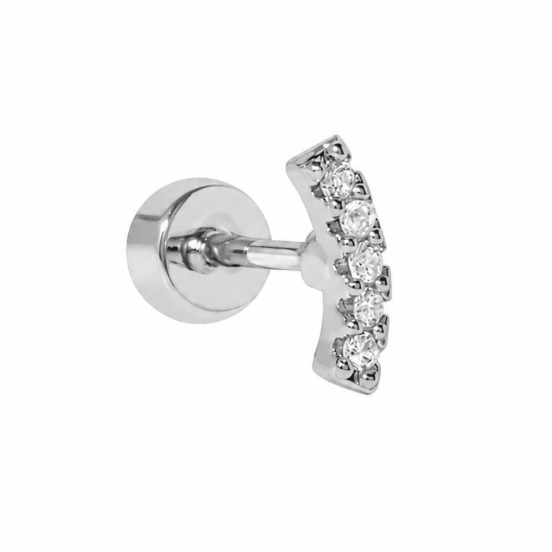 Sleek Sparkle Silver Piercing - ARETES - Malandra Jewelry - ZTA44.P-EGD2344K