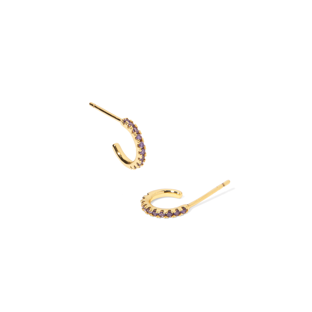 SPARK CRYSTAL PURPLE MINI HOOPS - ARETES - Malandra Jewelry - AA1220.M - R69568