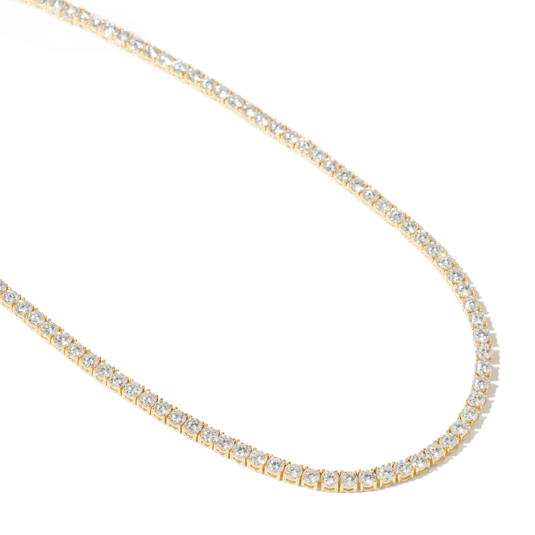SPARK GOLD TENNIS NECKLACE - COLLARES - Malandra Jewelry - LRC5-SMON01-14K-4-18