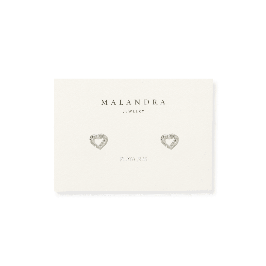 SPARK HEART SILVER STUDS - ARETES - Malandra Jewelry - FBA460-1EAR0001-PR