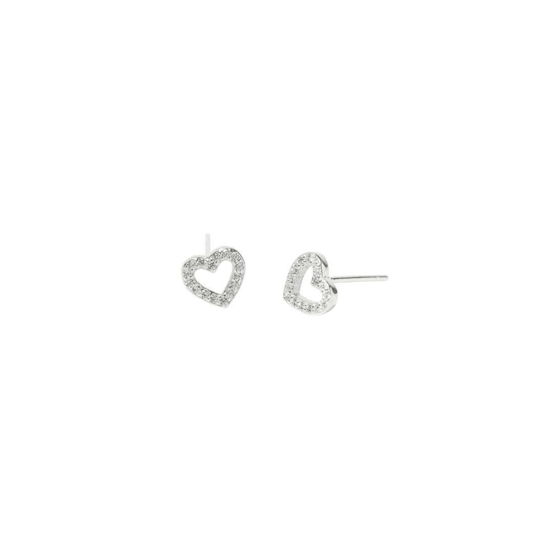 SPARK HEART SILVER STUDS - ARETES - Malandra Jewelry - FBA460-1EAR0001-PR