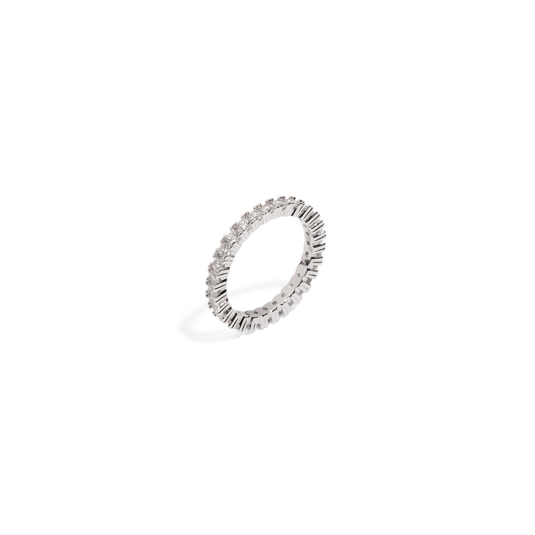 SPARK PAVE LINK SILVER RING - ANILLOS - Malandra Jewelry - ICR419.5.P