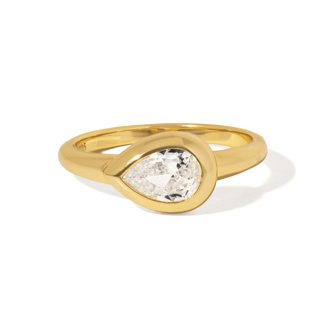 Spark Teardrop Signet Ring - ANILLOS - Malandra Jewelry - LGR18.6-R-E11108