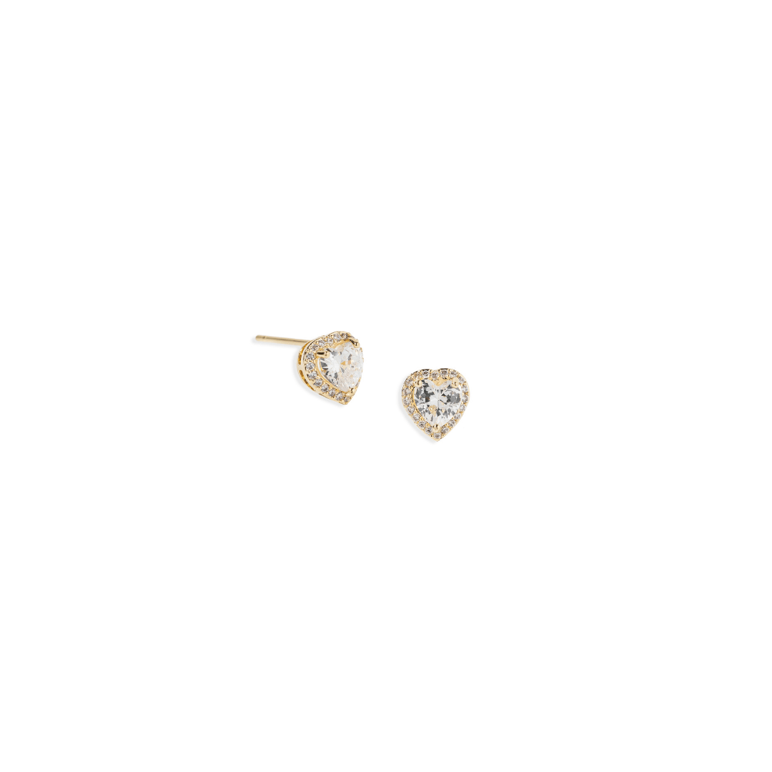 SPARKLING HEART STUDS - ARETES - Malandra Jewelry - ZWA74 - QX02215