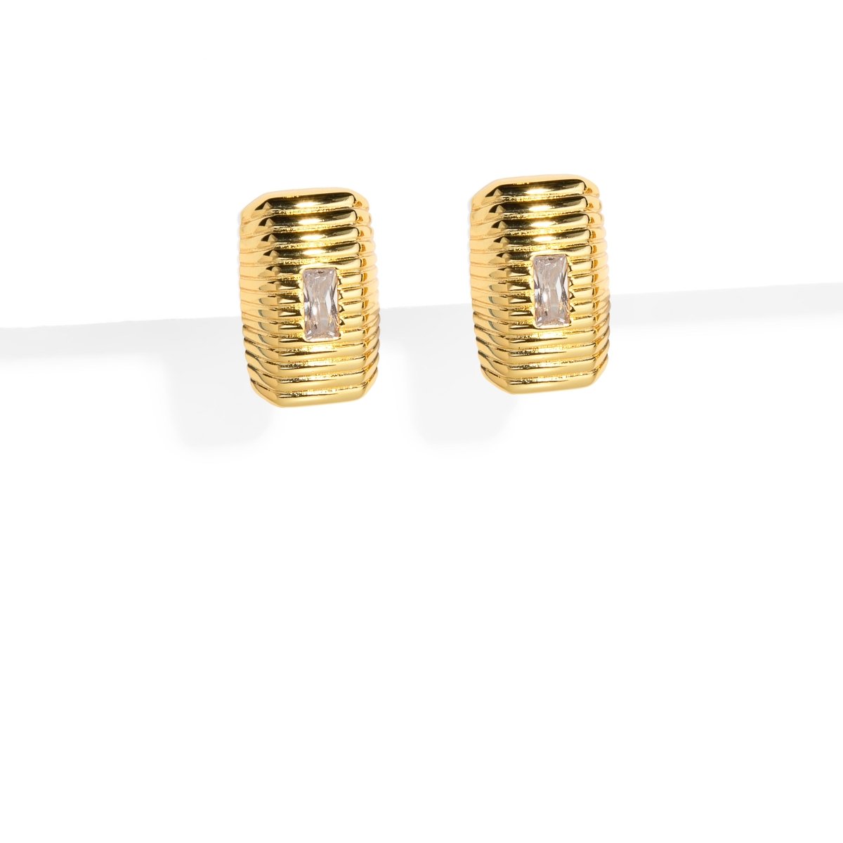 SQUARE STRIPED ESSENTIAL STUDS - ARETES - Malandra Jewelry - ICA516