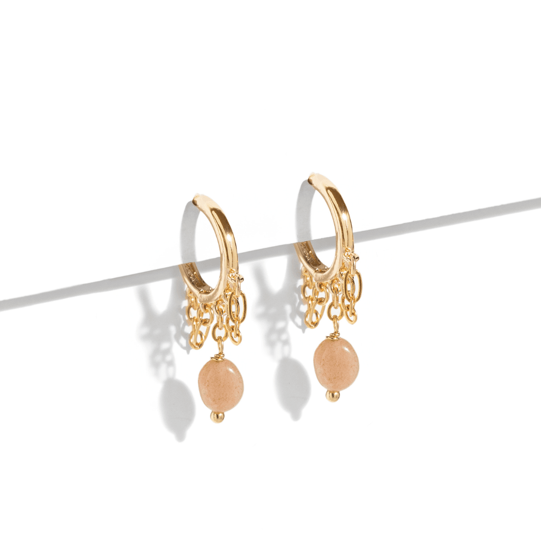 SUNSTONE GRATITUDE HOOPS - ARETES - Malandra Jewelry - TA2216