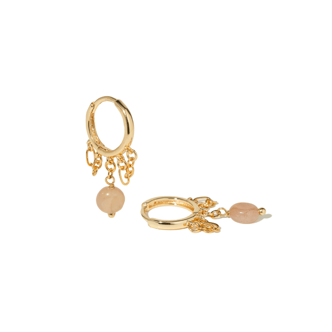 SUNSTONE GRATITUDE HOOPS - ARETES - Malandra Jewelry - TA2216