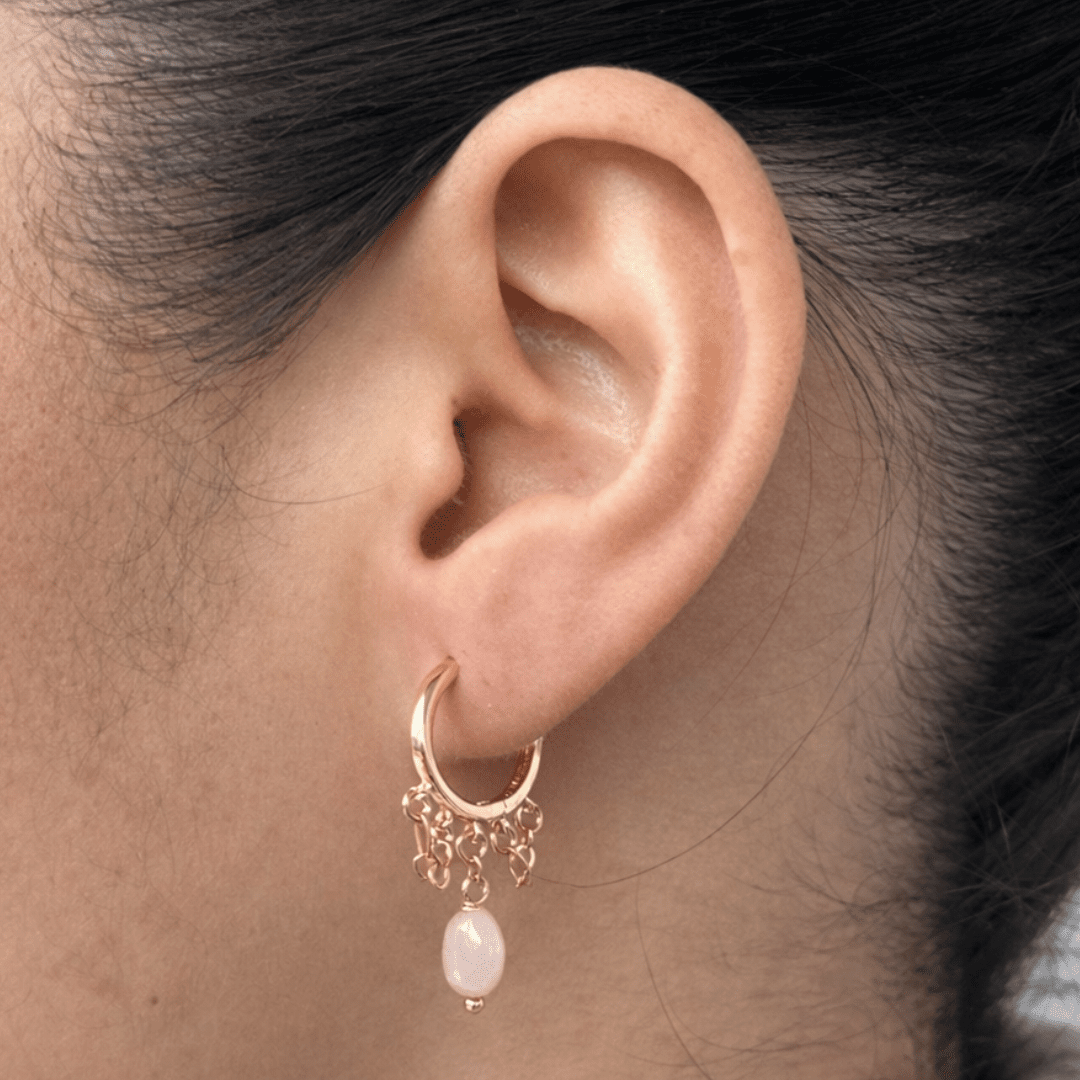 SUNSTONE GRATITUDE HOOPS - ARETES - Malandra Jewelry - TA2216