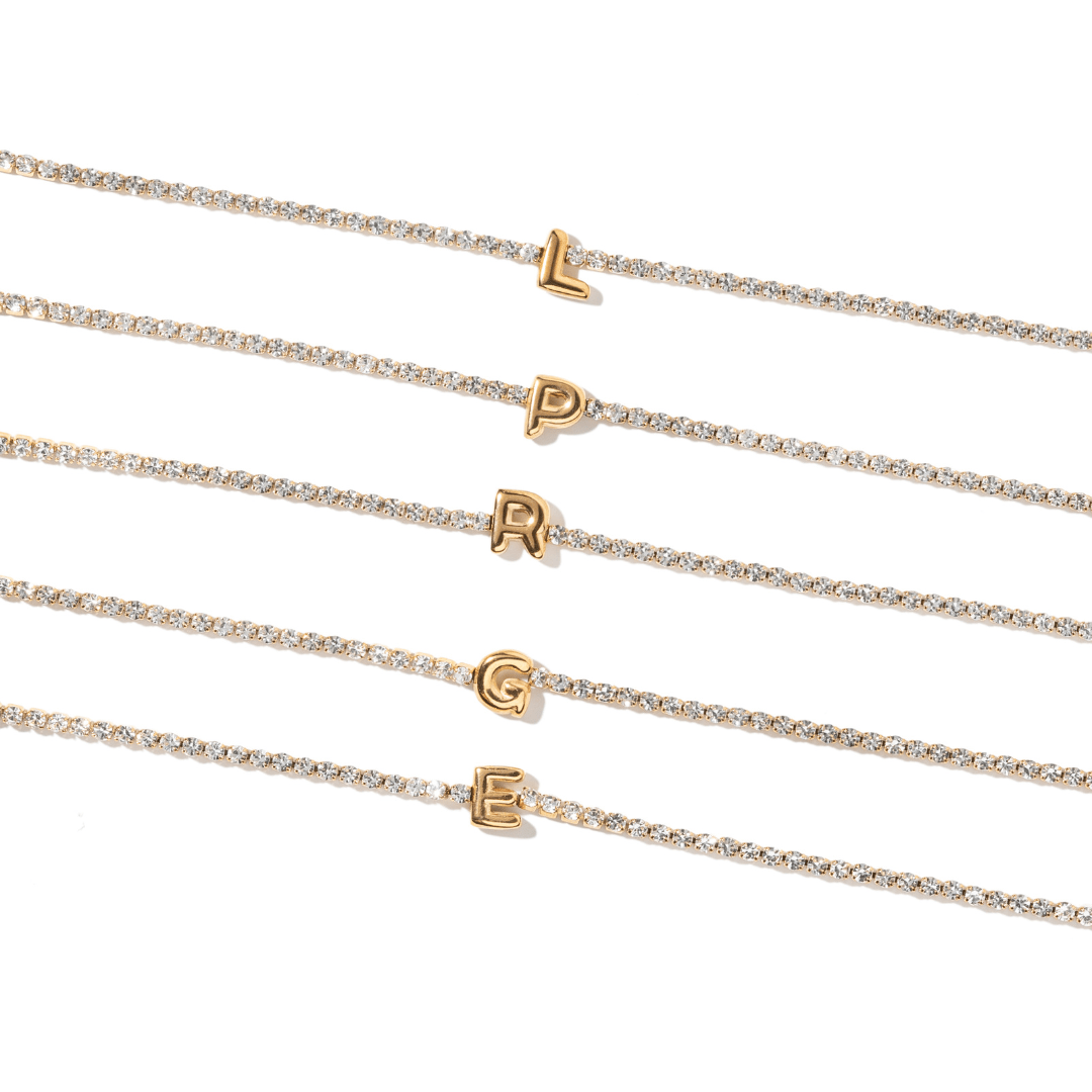 TENNIS INITIAL LUXE BRACELET - PULSERAS - Malandra Jewelry - EUWP232.E - JDB0305011 - E