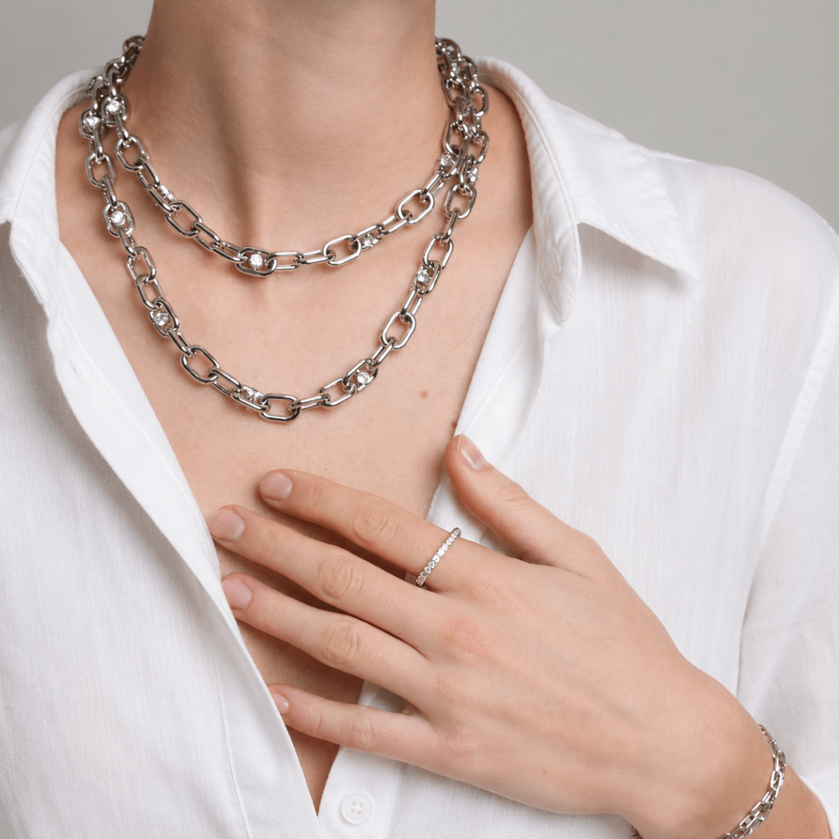 THE ESSENTIAL SILVER LINK NECKLACE - COLLARES - Malandra Jewelry - ICC441.P
