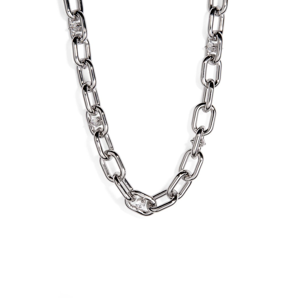 THE LINK CHUNKY SILVER NECKLACE - COLLARES - Malandra Jewelry - ICC441.P