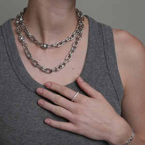 THE LINK CHUNKY SILVER NECKLACE - COLLARES - Malandra Jewelry - ICC441.P