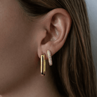 THE LINK MEDIUM PAVE HOOPS - ARETES - Malandra Jewelry - ICA439