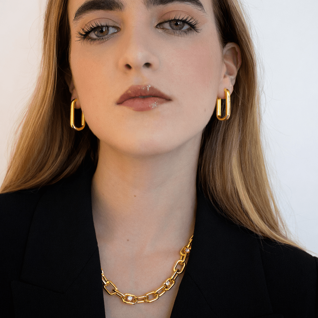 THE LINKS LARGE HOOPS - ARETES - Malandra Jewelry - ICA438