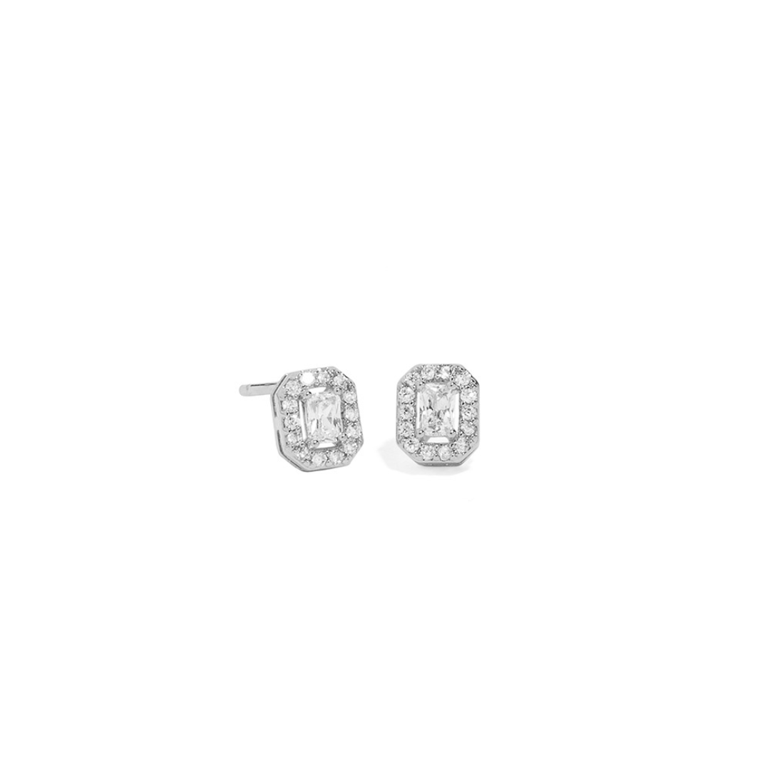TINY CRYSTAL SILVER EARRINGS - ARETES - Malandra Jewelry - ZWA43.P - QX00878Y