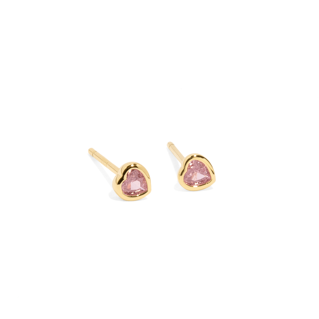TINY PINK HEART STUDS - ARETES - Malandra Jewelry - ZWA28.R - QX00861YX