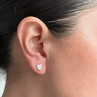 TINY WHITE HEART STUDS - ARETES - Malandra Jewelry - ZOA29 - N17064IOZB