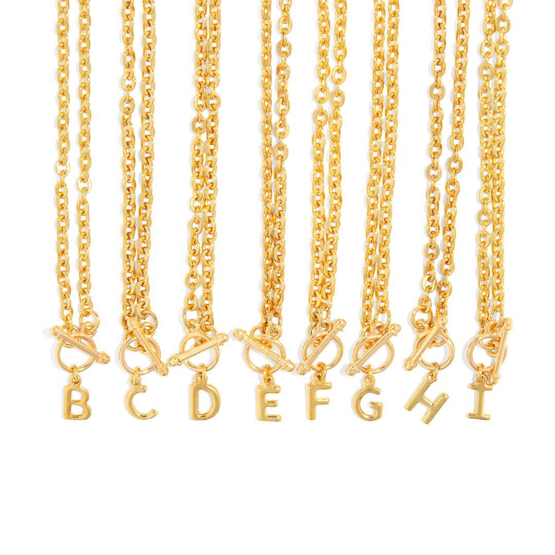 TOGGLE LETTER GOLDEN NECKLACE - COLLARES - Malandra Jewelry - TC1717.A