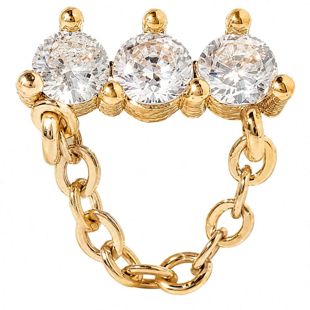 TRINITY CHAIN GOLD PIERCING - ARETES - Malandra Jewelry - ZTA32-EGD1820