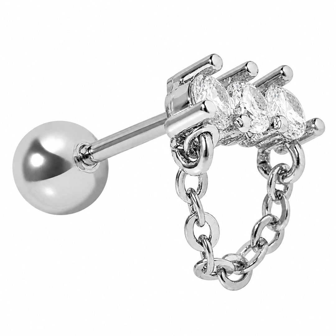 TRINITY CHAIN SILVER PIERCING - ARETES - Malandra Jewelry - ZTA32.P-EGD1820