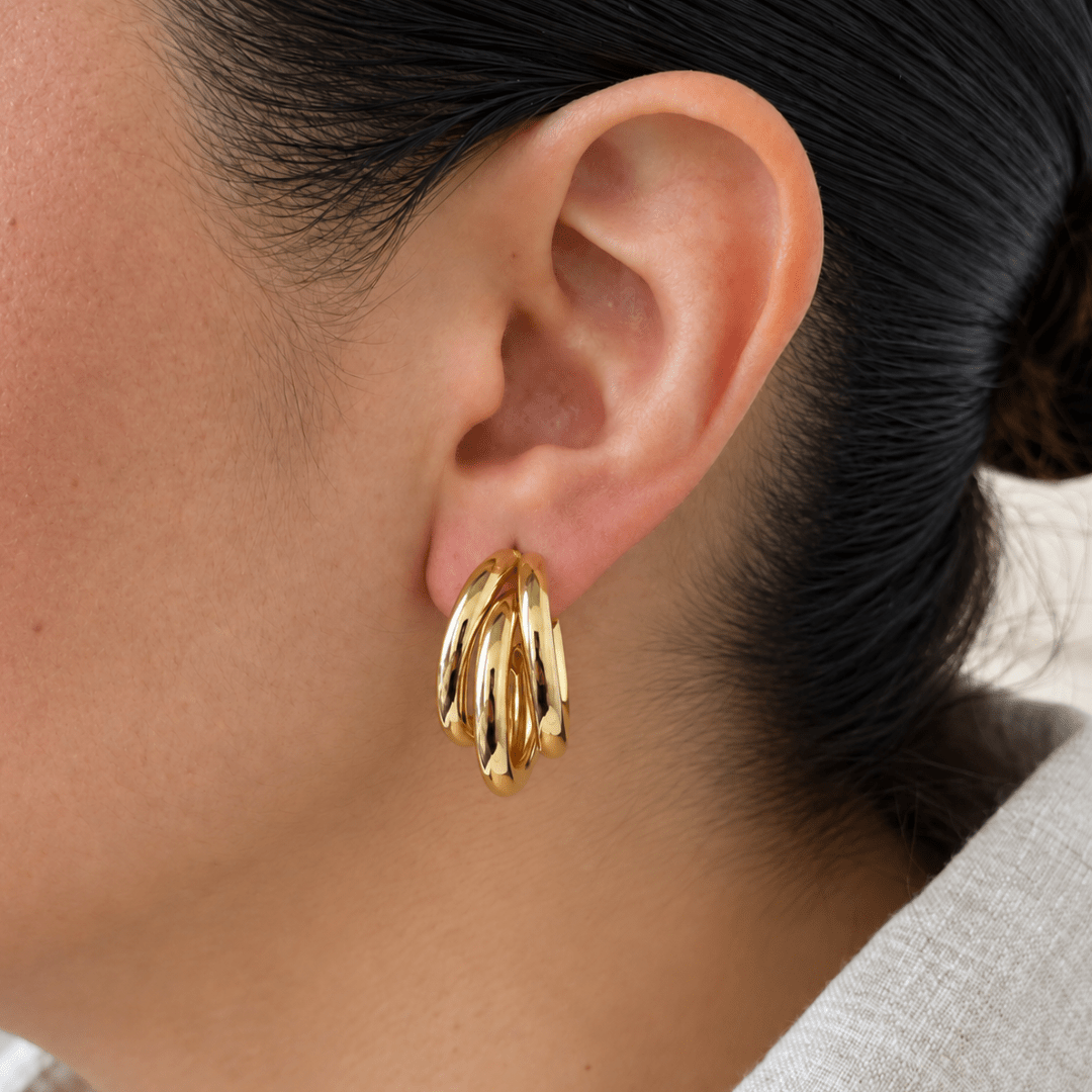 Trinity Hoop Earrings - ARETES - Malandra Jewelry - ZYA35
