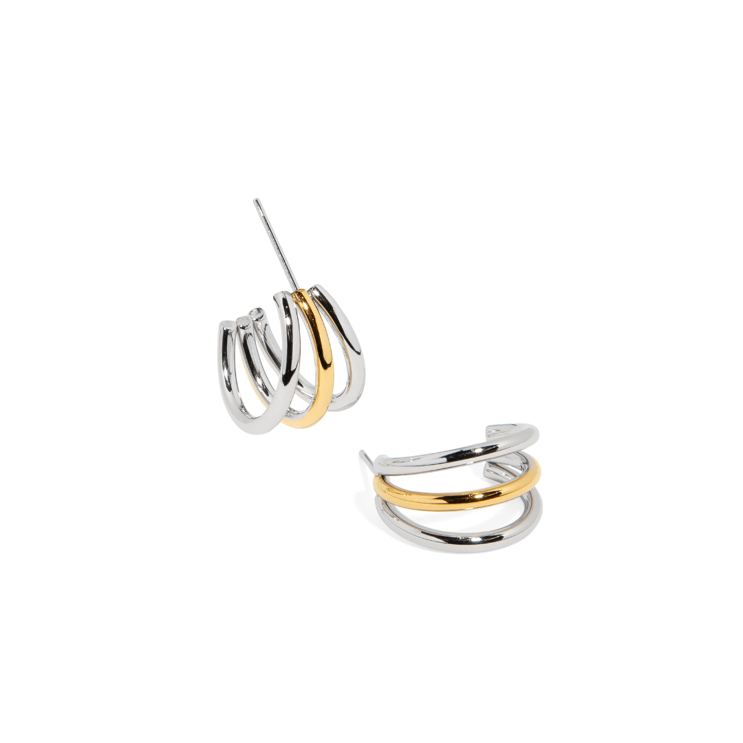 TRIPLE COMBINED HOOPS - ARETES - Malandra Jewelry - AA1430 - H02718