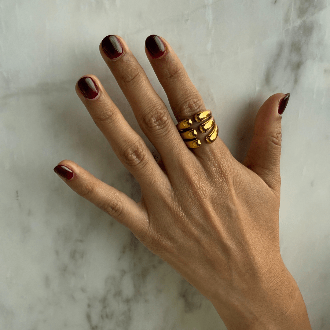 TRIPLE DROP RING - ANILLOS - Malandra Jewelry - EUWR109 - JDR2406018