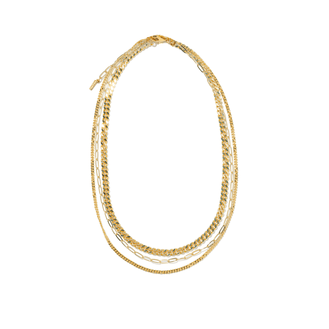 TRIPLE GOLD LAYER NECKLACE - COLLARES - Malandra Jewelry - TC2266