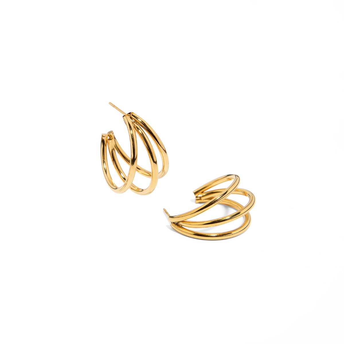 TRIPLE GOLDEN HOOPS - ARETES - Malandra Jewelry - AA1381 - B62498