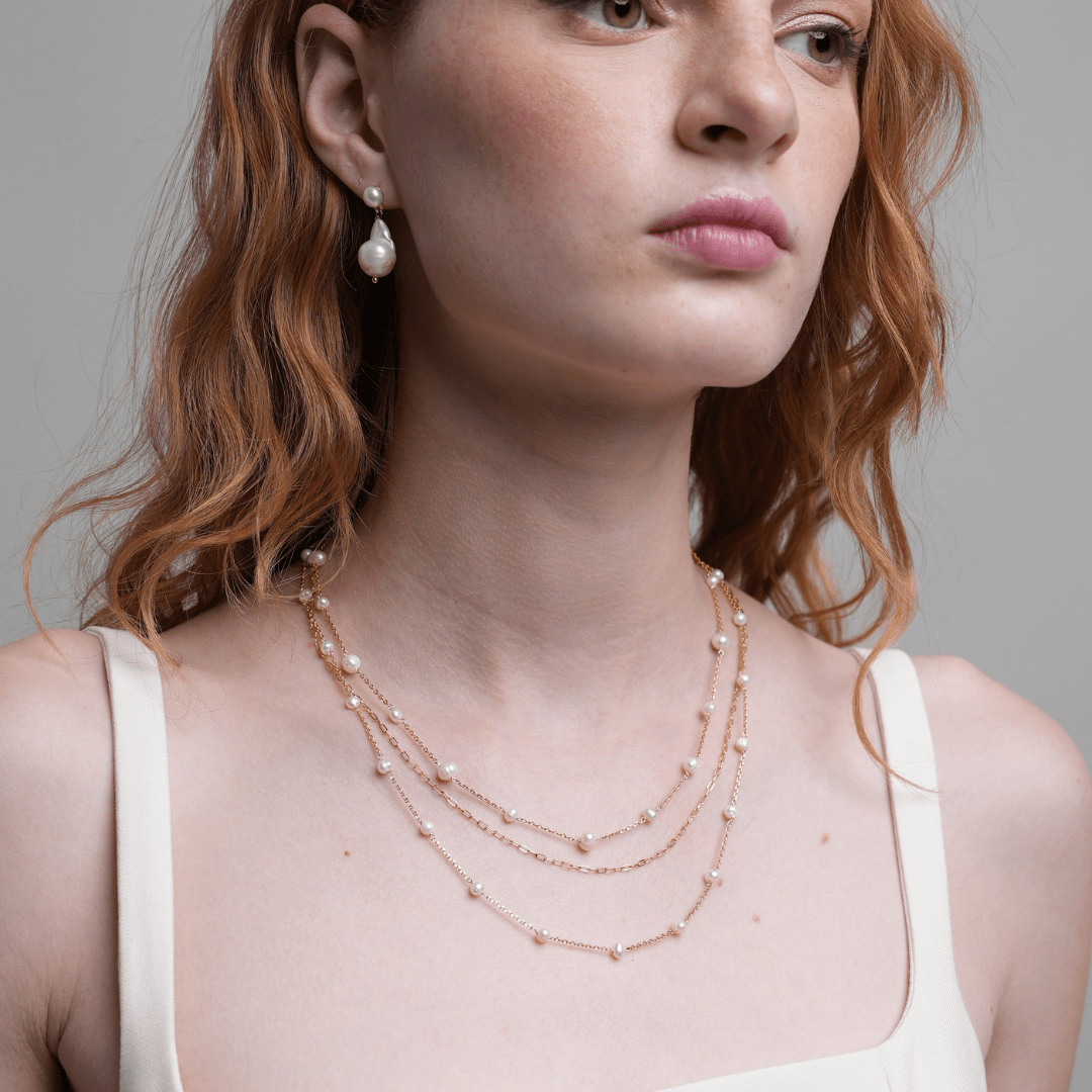 TRIPLE PEARL DREAM NECKLACE - COLLARES - Malandra Jewelry - TC1925