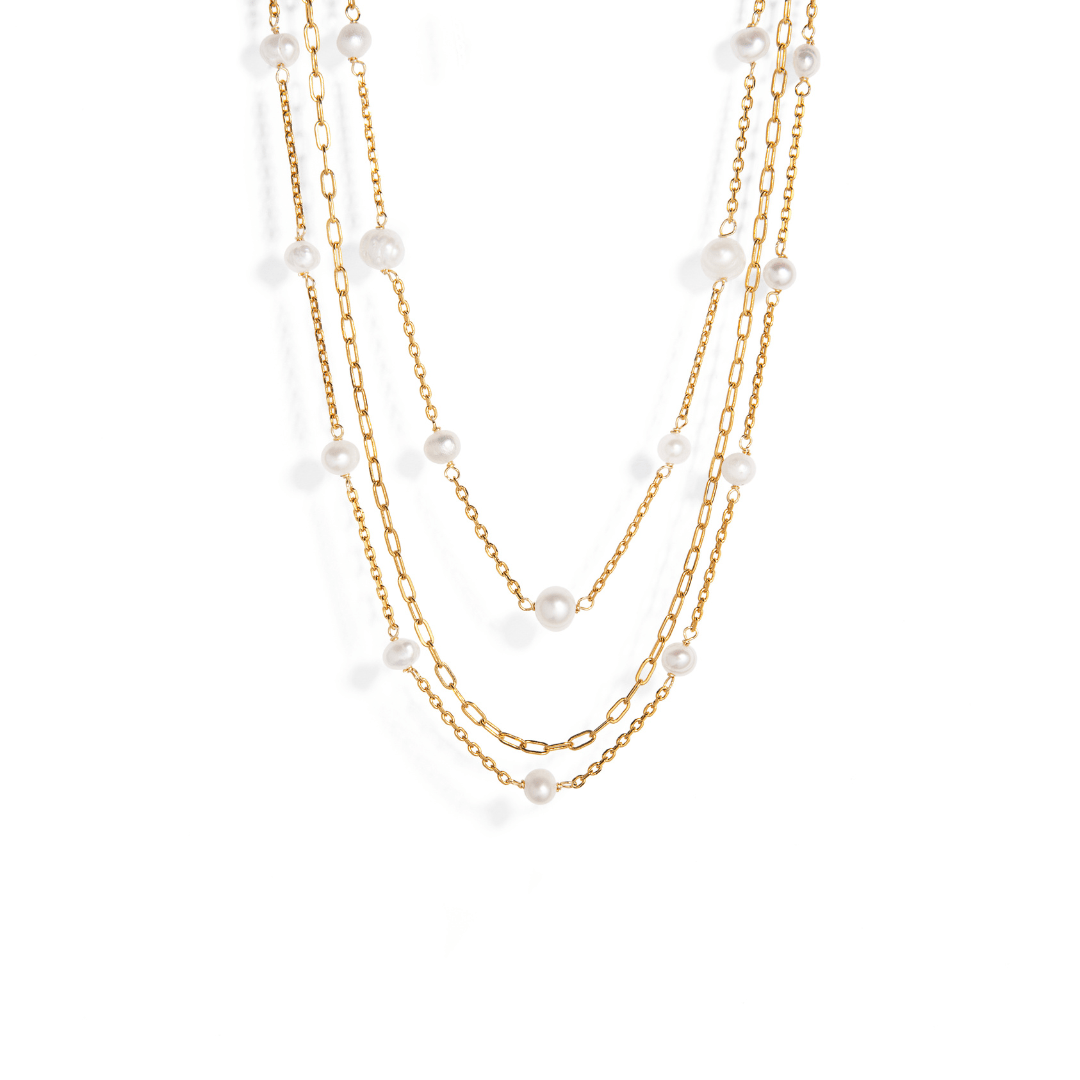 TRIPLE PEARL DREAM NECKLACE - COLLARES - Malandra Jewelry - TC1925