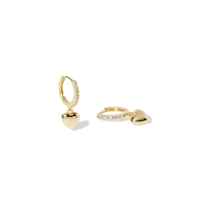 TWINKLE HEART GOLD HUGGIES - ARETES - Malandra Jewelry - ZWA90-QX01357