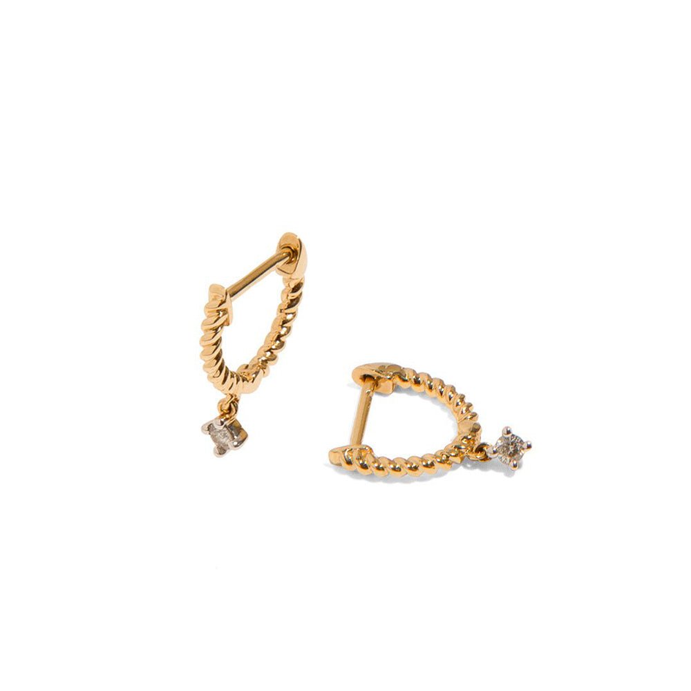 TWIST 14k GOLD & DIAMOND HUGGIES - ARETES - Malandra Jewelry - SNA16 - DER - 4243 - 1