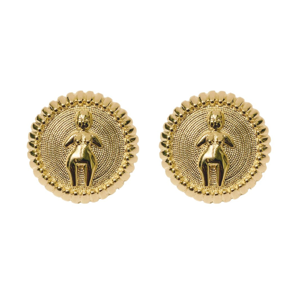 VENUS COIN STUDS - ARETES - Malandra Jewelry - CAA9