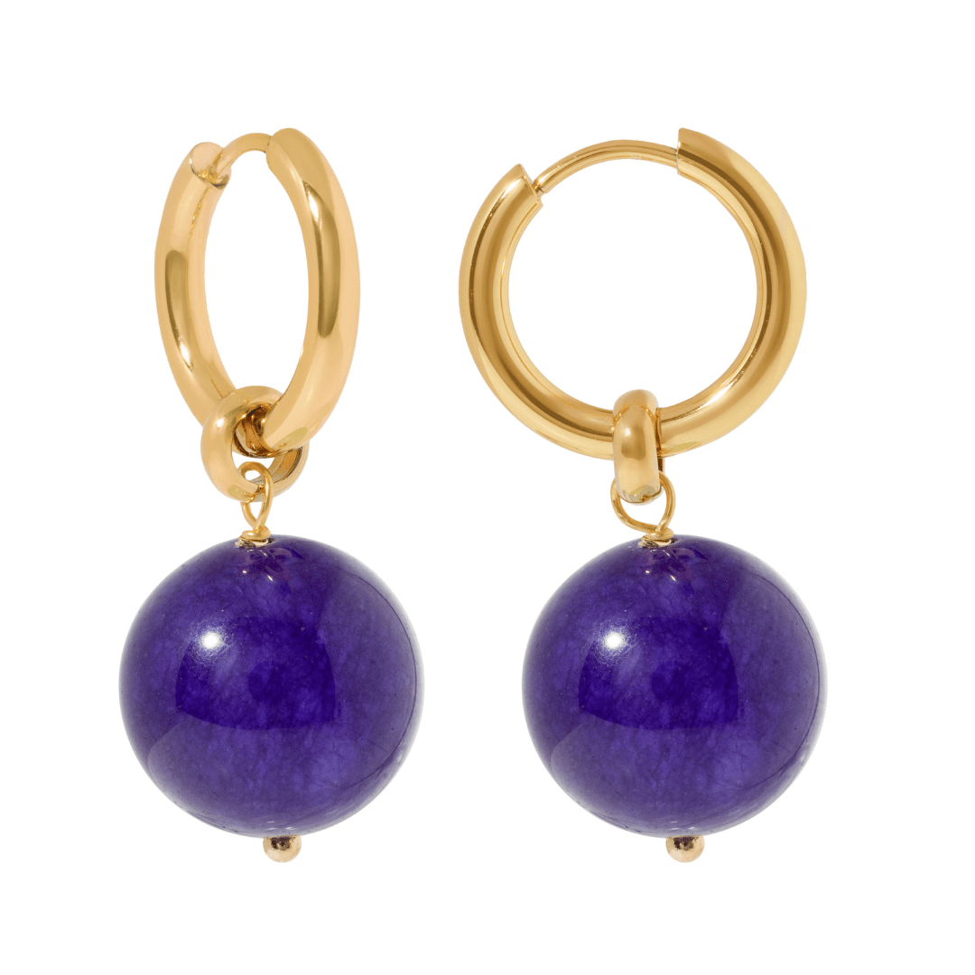 VIBRANT GRAPE JADE HOOPS - ARETES - Malandra Jewelry - TA2494