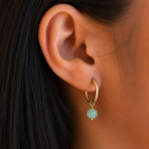 VIBRANT MINT JADE HOOPS - ARETES - Malandra Jewelry - TA2486