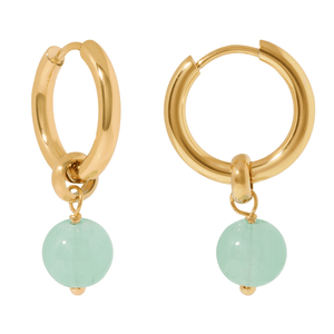 VIBRANT MINT JADE HOOPS - ARETES - Malandra Jewelry - TA2486