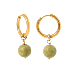 VIBRANT OLIVE JADE HOOPS - ARETES - Malandra Jewelry - TA2484