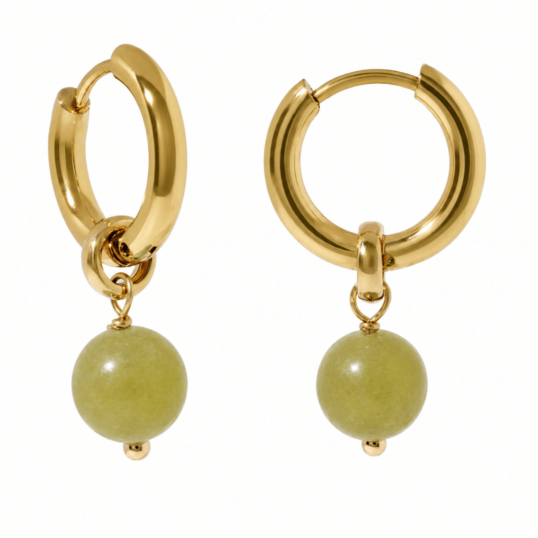 VIBRANT SAGE JADE HOOPS - ARETES - Malandra Jewelry - TA2485