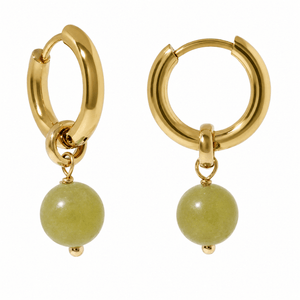 VIBRANT SAGE JADE HOOPS - ARETES - Malandra Jewelry - TA2485