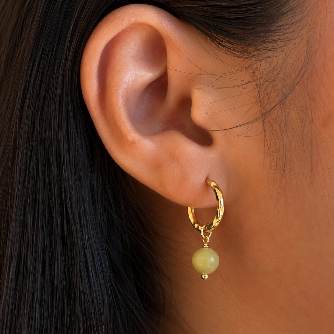 VIBRANT SAGE JADE HOOPS - ARETES - Malandra Jewelry - TA2485