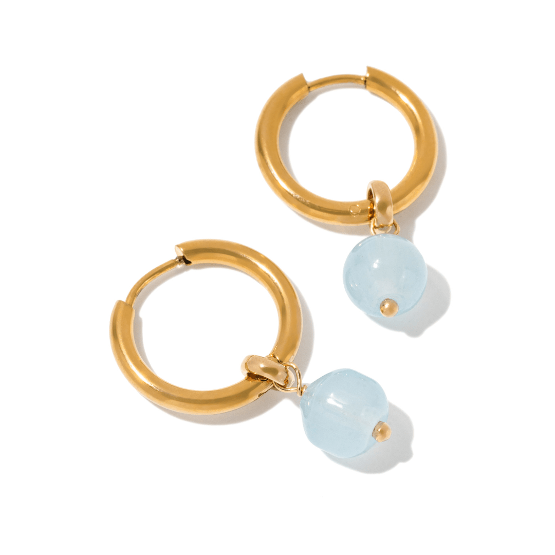 VIBRANT SKY JADE HOOPS - ARETES - Malandra Jewelry - TA2492