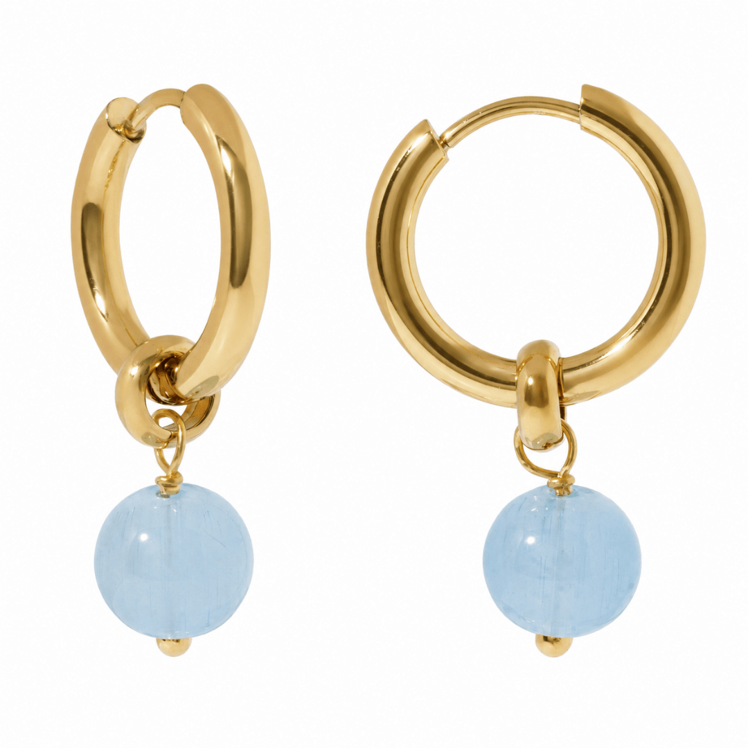 VIBRANT SKY JADE HOOPS - ARETES - Malandra Jewelry - TA2492
