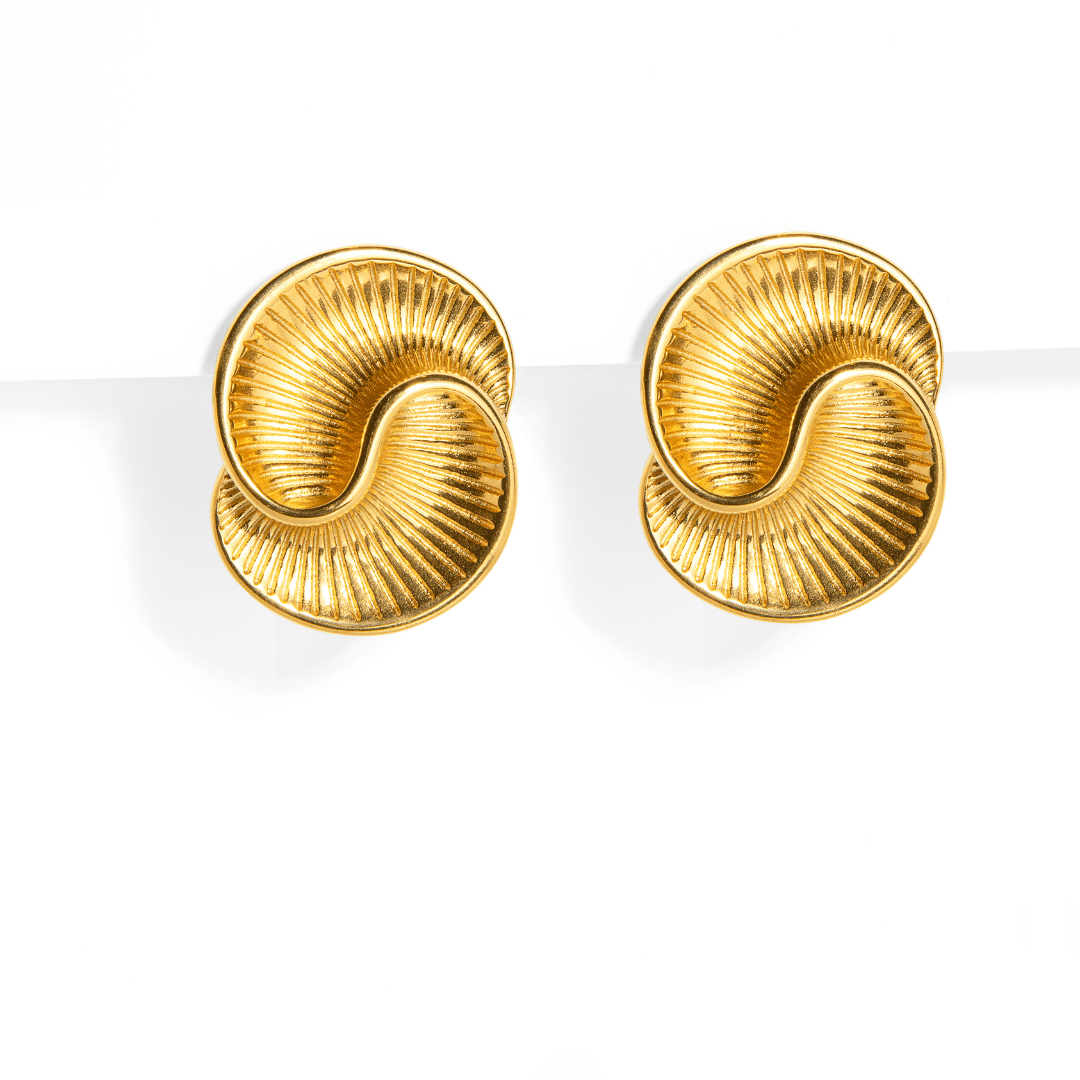 WAVY GOLD EARRINGS - ARETES - Malandra Jewelry - EUWA160 - JDE2403068