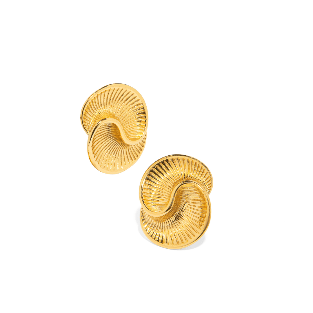 WAVY GOLD EARRINGS - ARETES - Malandra Jewelry - EUWA160 - JDE2403068