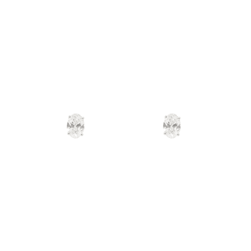 WHITE GOLD EMERALD CUT STUDS 1CT - ARETES - Malandra Jewelry - BM500.27