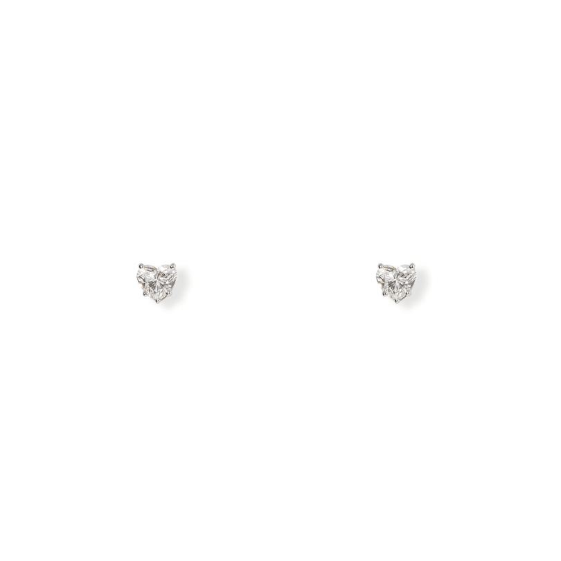 WHITE GOLD HEART STUDS 0.5CT - ARETES - Malandra Jewelry - BM500.11