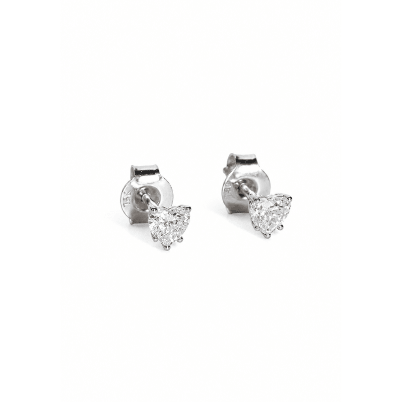 WHITE GOLD HEART STUDS 0.5CT - ARETES - Malandra Jewelry - BM500.11