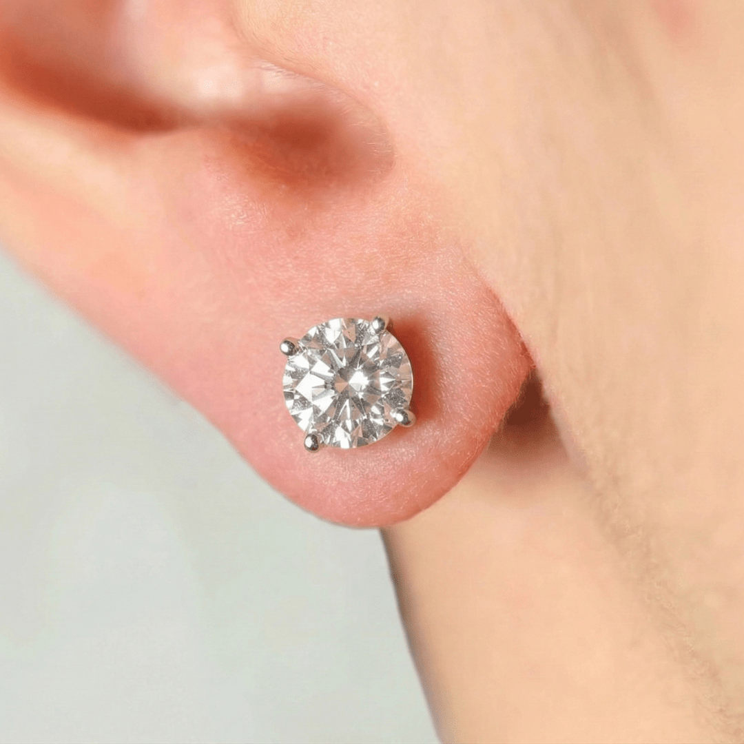 WHITE GOLD ROUND STUDS 1.50CT - ARETES - Malandra Jewelry - BM500.28