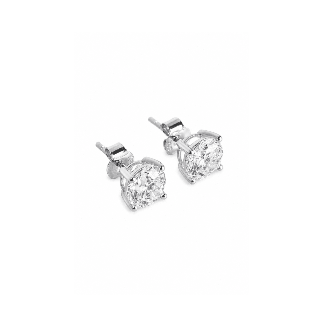 WHITE GOLD ROUND STUDS 3.0CT - ARETES - Malandra Jewelry - BM500.24